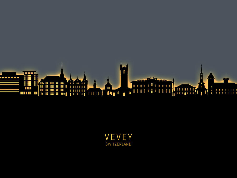 Vevey Switzerland Skyline #32 Digital Art by Michael Tompsett