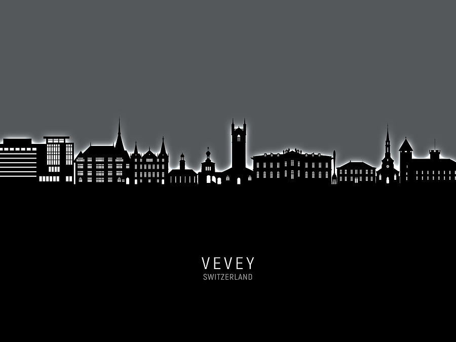 Vevey Switzerland Skyline #33 Digital Art by Michael Tompsett