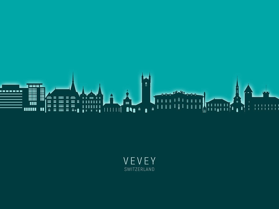 Vevey Switzerland Skyline #34 Digital Art by Michael Tompsett