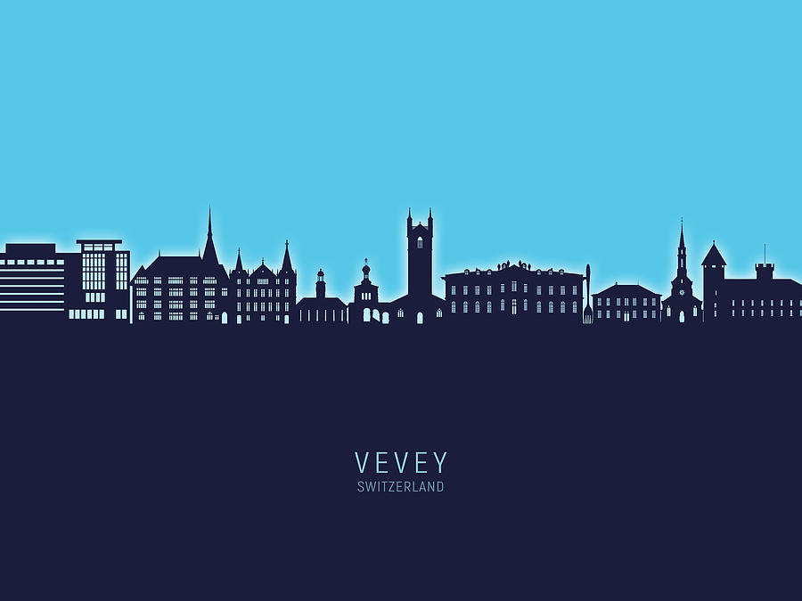 Vevey Switzerland Skyline #35 Digital Art by Michael Tompsett