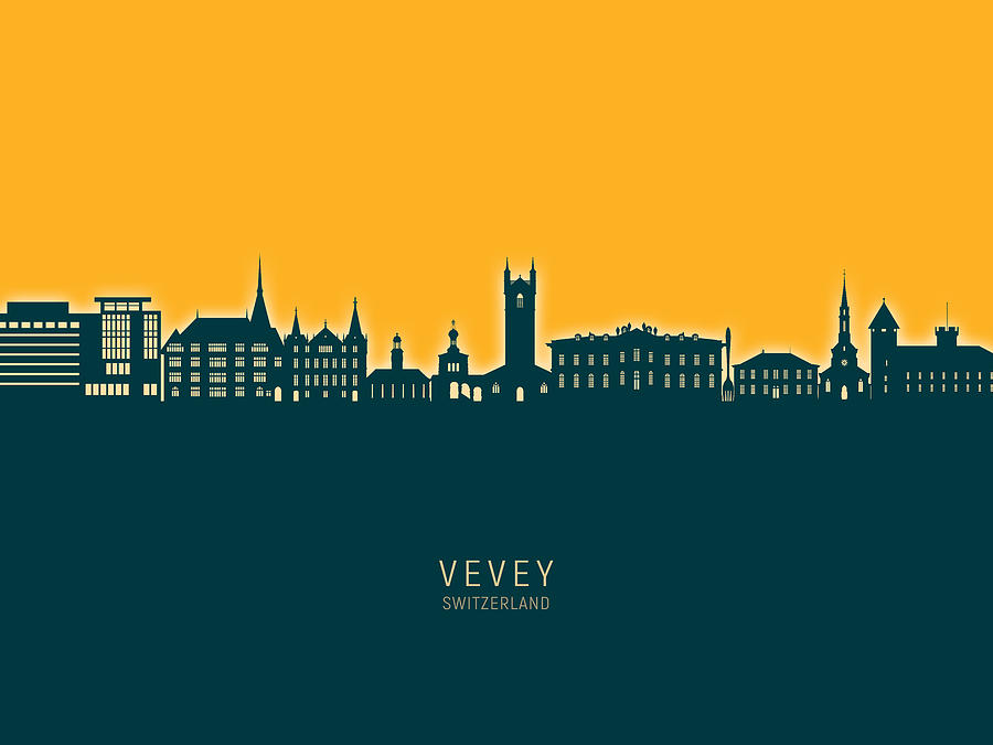 Vevey Switzerland Skyline #39 Digital Art by Michael Tompsett