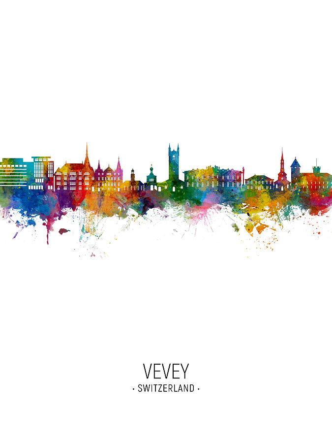 Vevey Switzerland Skyline #41 Digital Art by Michael Tompsett