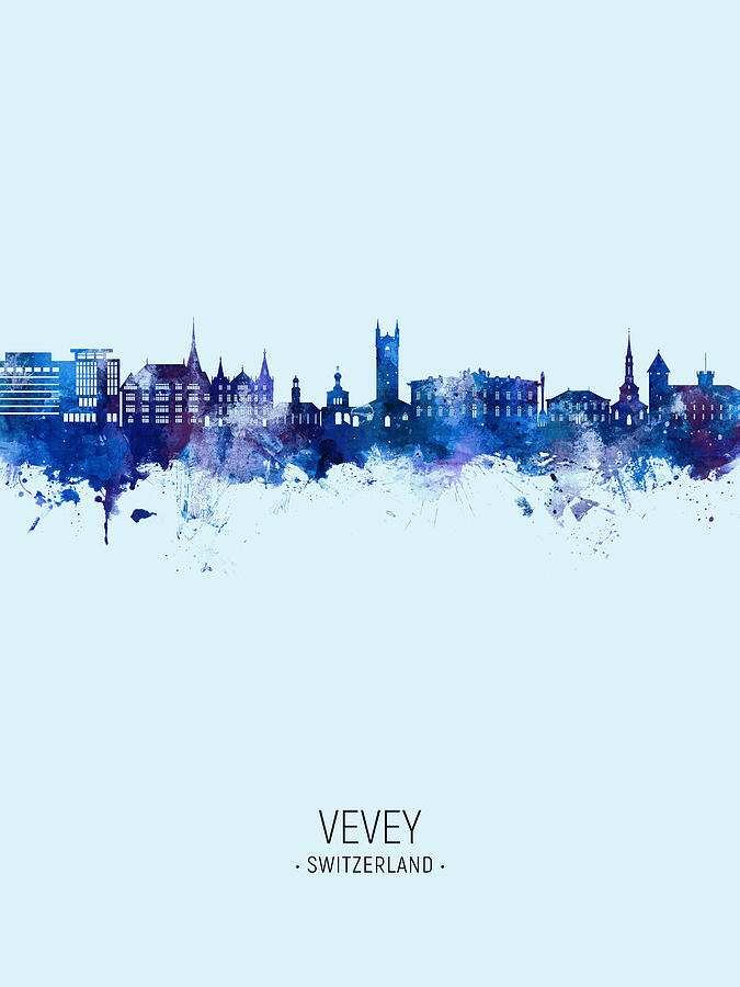Vevey Switzerland Skyline #43 Digital Art by Michael Tompsett