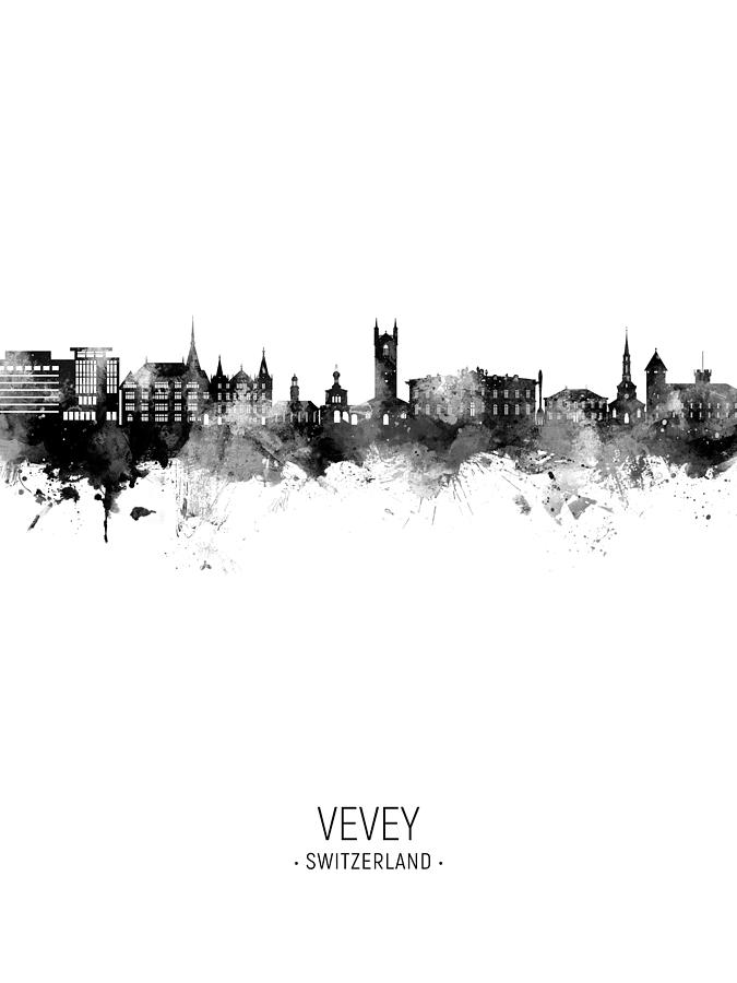 Vevey Switzerland Skyline #45 Digital Art by Michael Tompsett