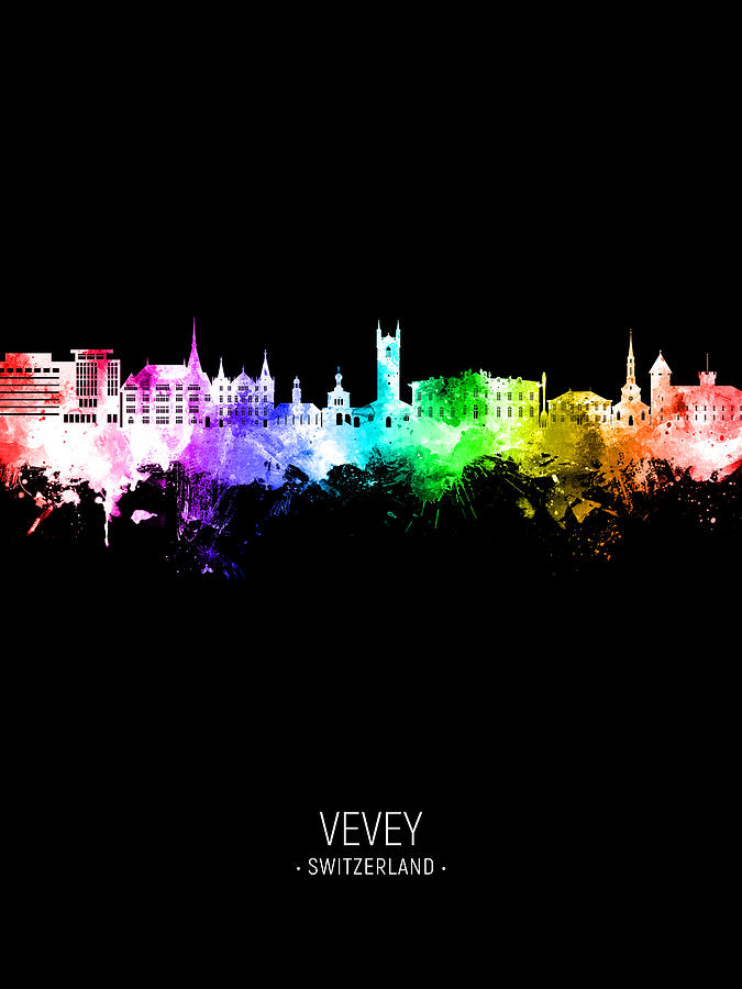 Vevey Switzerland Skyline #47 Digital Art by Michael Tompsett