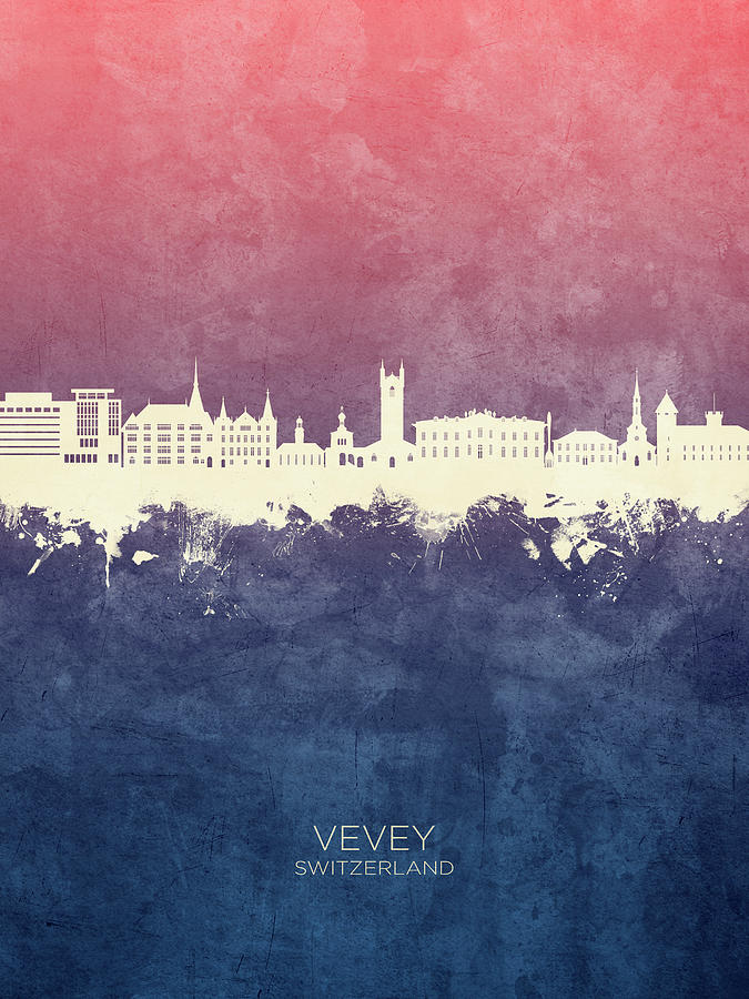 Vevey Switzerland Skyline #53 Digital Art by Michael Tompsett