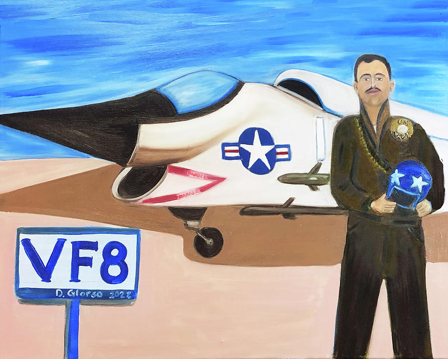 VF8 Navy Jet and Pilot Painting by Dean Glorso