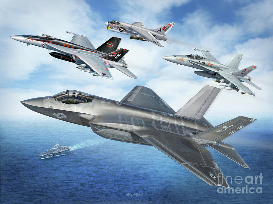 VFA-147 Argonauts - F-35C Lightning Pioneers Digital Art by Stu Shepherd