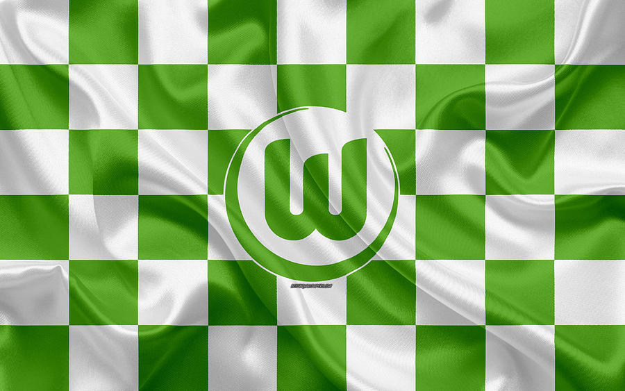 VfL Wolfsburg 4k logo creative art green white checkered flag German ...