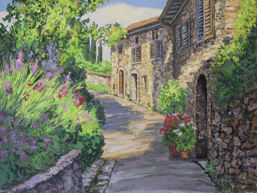 Via Palestro, San Gimignano Painting by Kristen Olson Stone