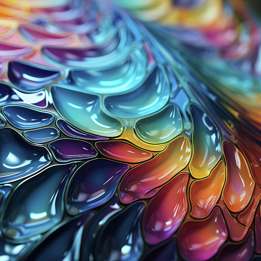 Vibrant Abstract Petal-like Liquid Crystal Texture - AI Art Digital Art by Chris Anson