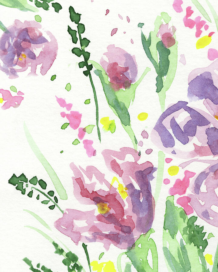 Vibrant Abstract Watercolor Floral Design Flower Garden I Painting by ...