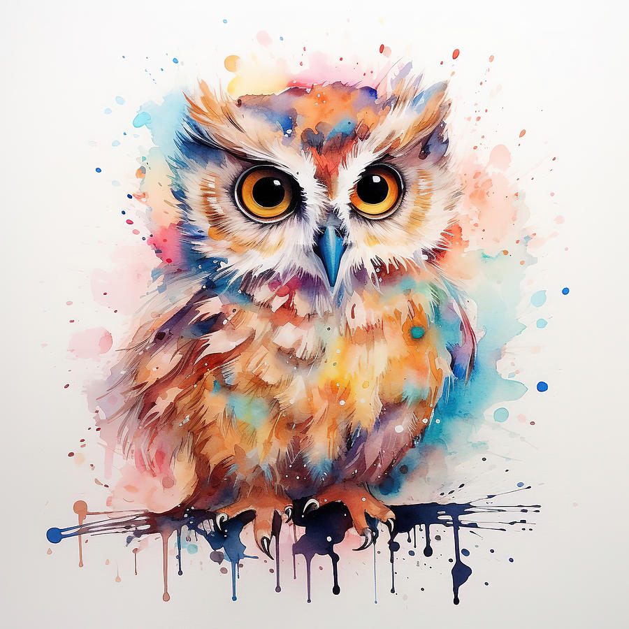 Vibrant Baby Owl Digital Art by Athena Mckinzie