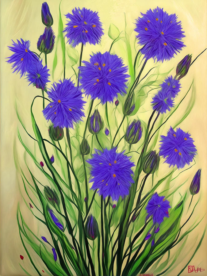 Flower Digital Art - Vibrant Blue Flowers Bouquet. by Long Shot