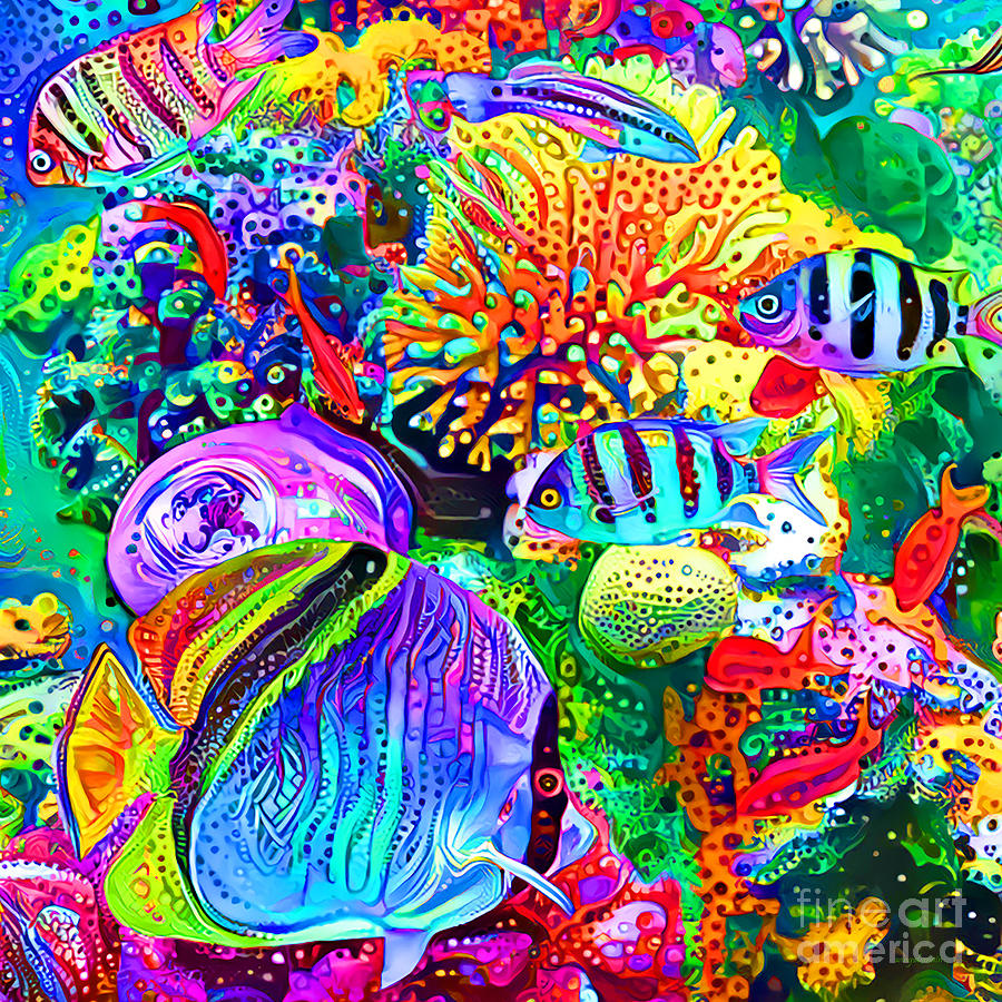 Vibrant Colorful Coral Reef Tropical Fish 20220330 square Photograph by Wingsdomain Art and Photography
