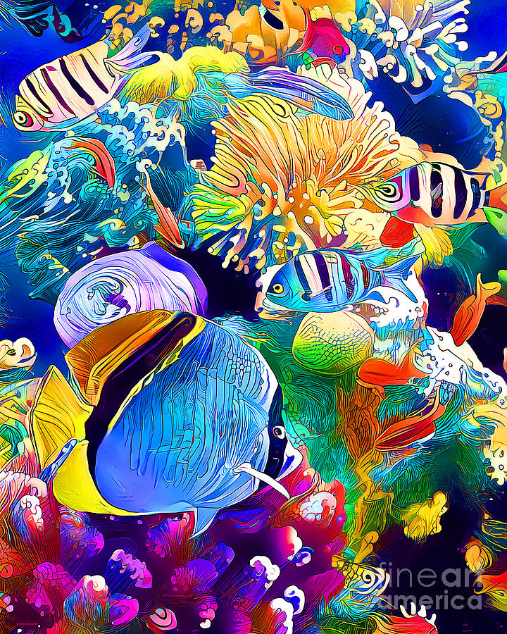 Vibrant Colorful Tropical Fish Coral Reef 20210714 Photograph by Wingsdomain Art and Photography