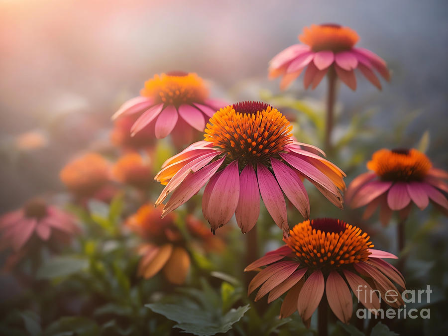 Vibrant Cone Flowers Digital Art by Michelle Meenawong