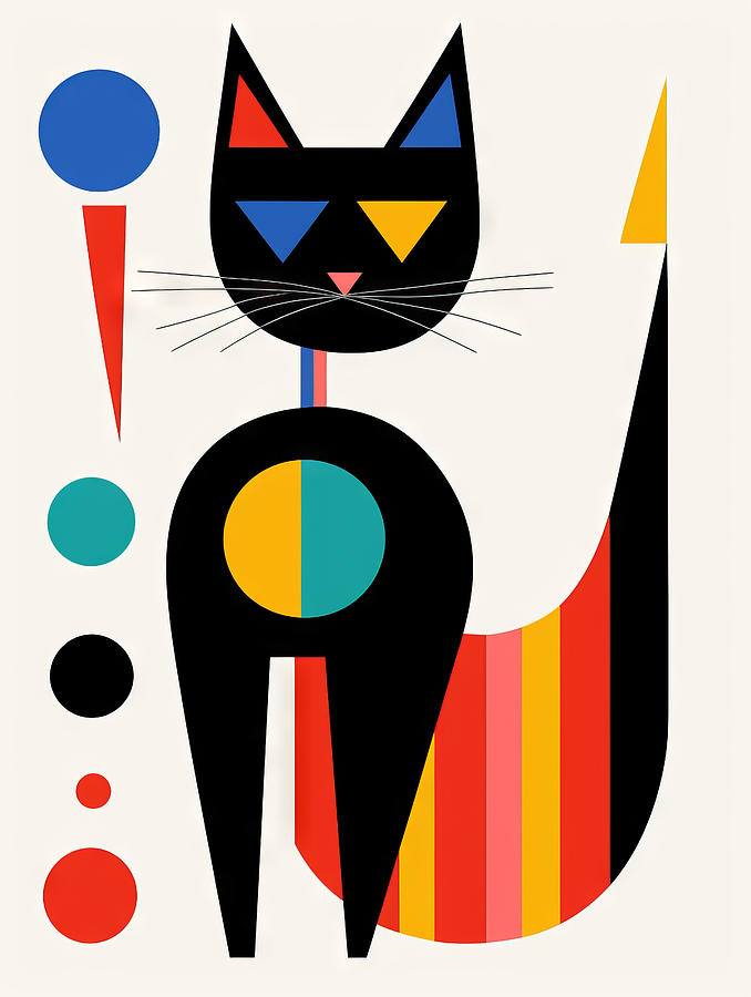 Vibrant cubism cat Digital Art by Karen Foley - Fine Art America