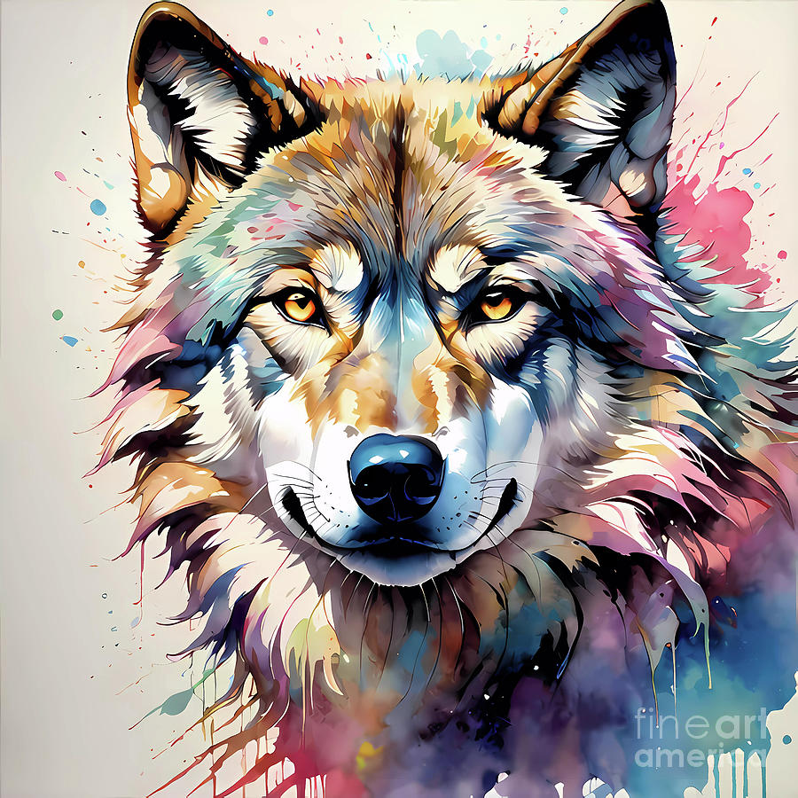 Vibrant Detailed Wolf Portrait Painting by Ingo Klotz - Fine Art America