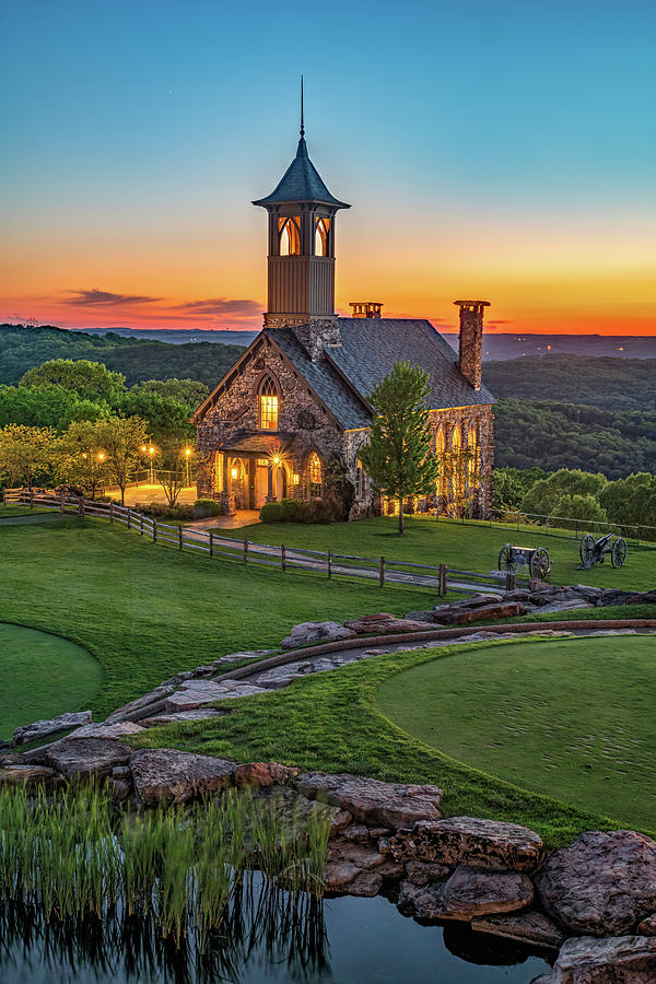 Vibrant Dusk At Chapel Of The Ozarks - Top Of The Rock Photograph by Gregory Ballos