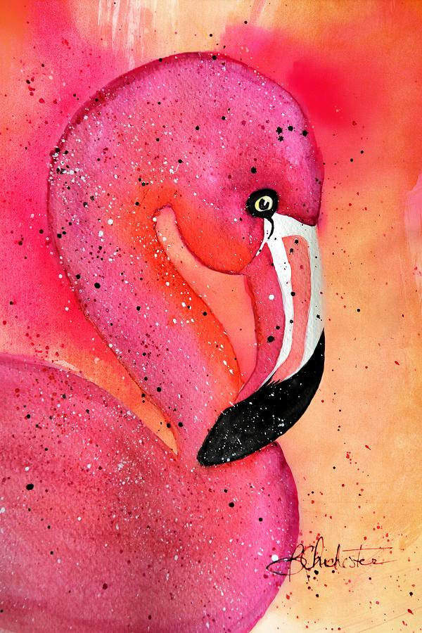 Vibrant Flamingo Profile Painting by Barbara Chichester