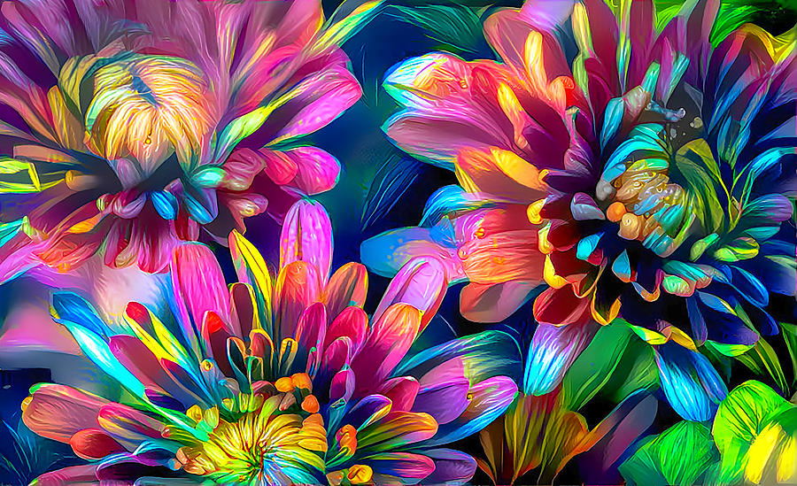 Vibrant Flower Art Mixed Media by Debra Kewley