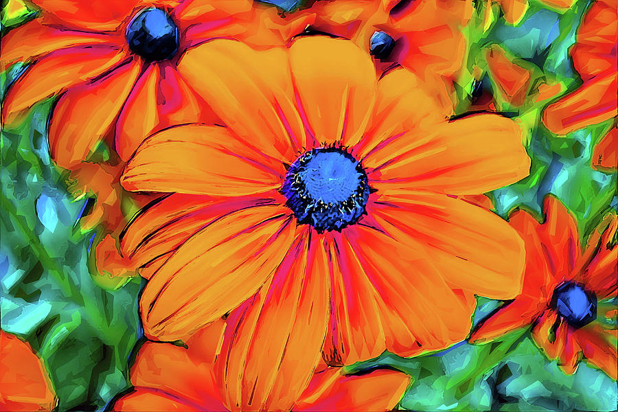 Vibrant Flowers Digital Art by Alex Mir