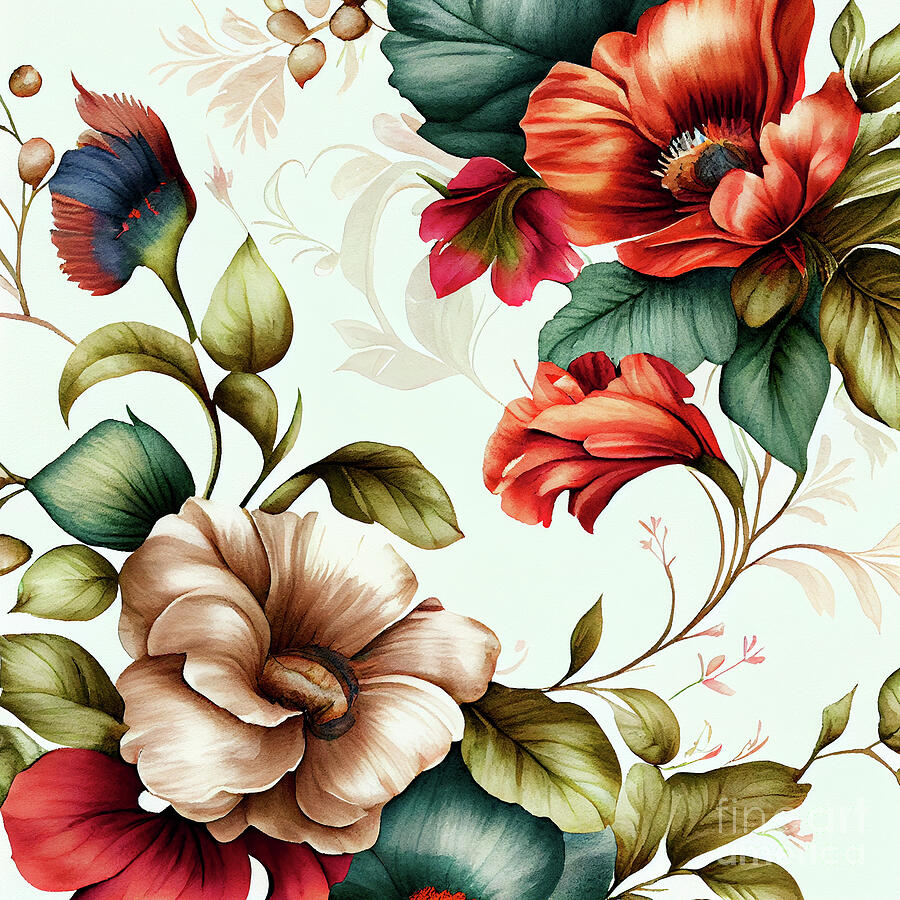 Vibrant flowers botanical art 3 #nature Digital Art by Justyna Jaszke JBJart