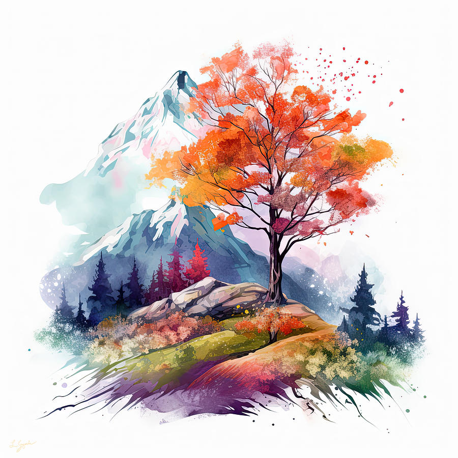 Vibrant Four Seasons Landscapes Painting by Lourry Legarde