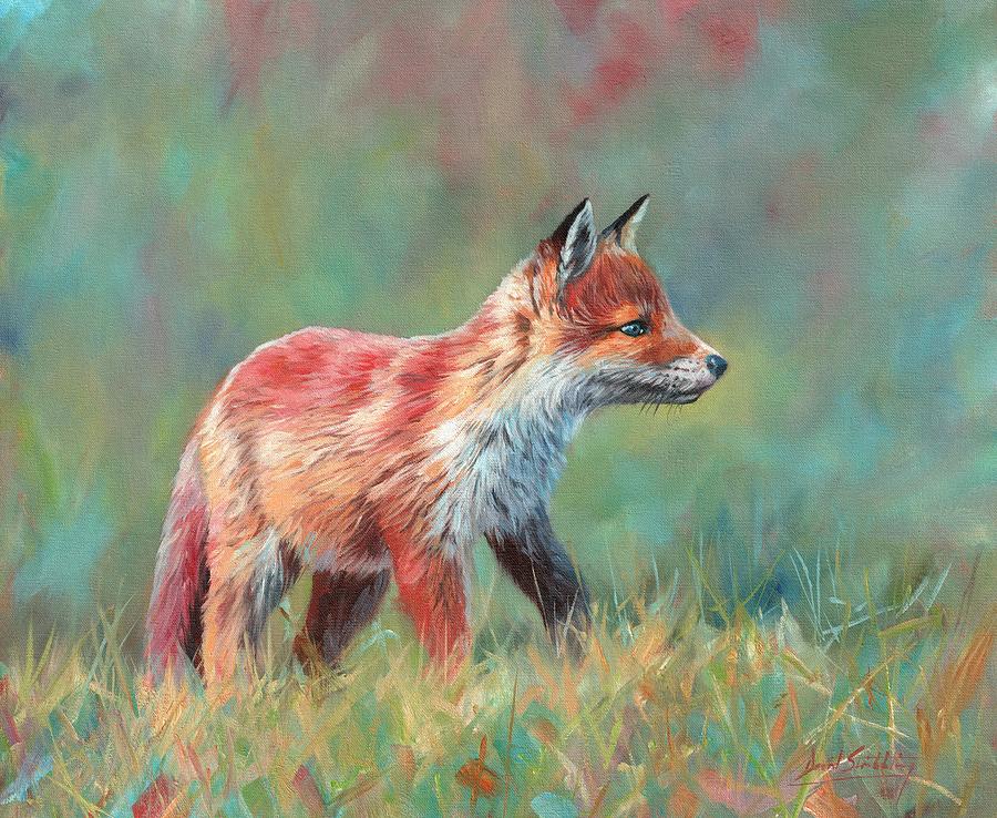 Vibrant Fox Painting by David Stribbling