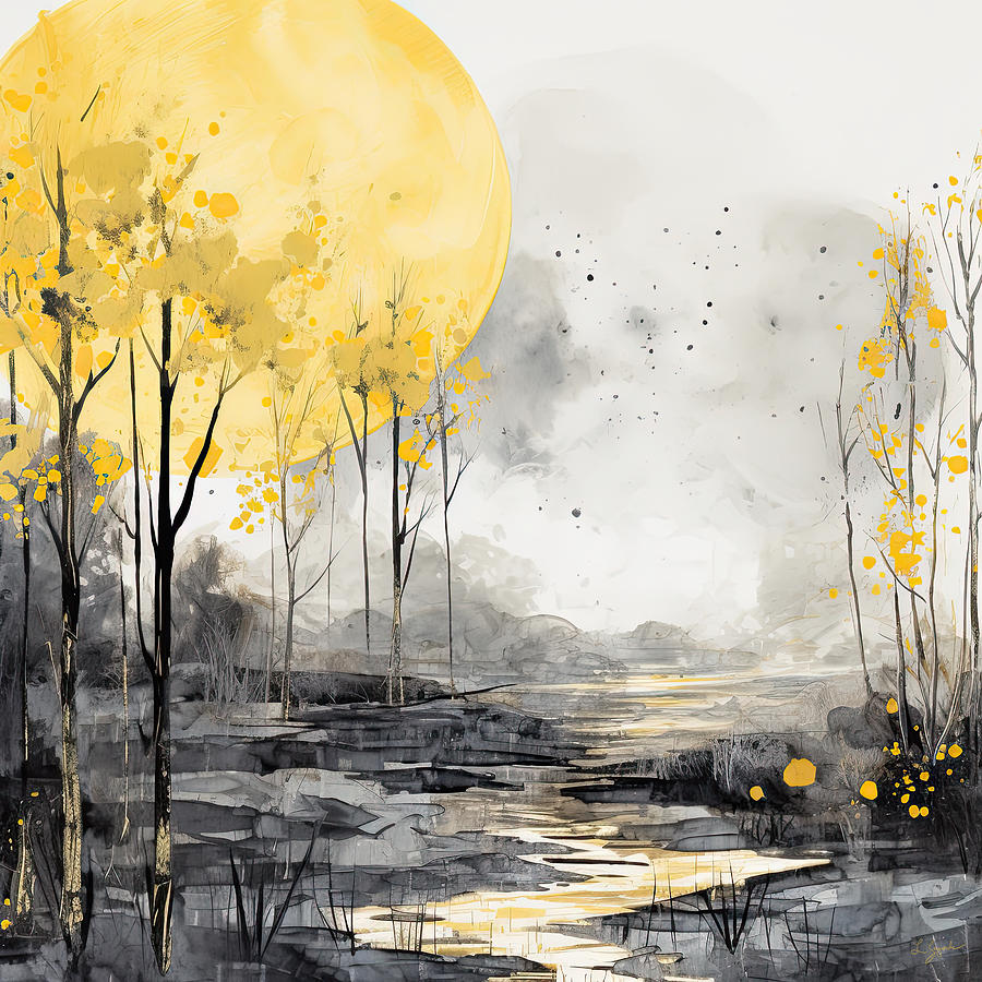 Yellow Painting - Vibrant Harmony by Lourry Legarde