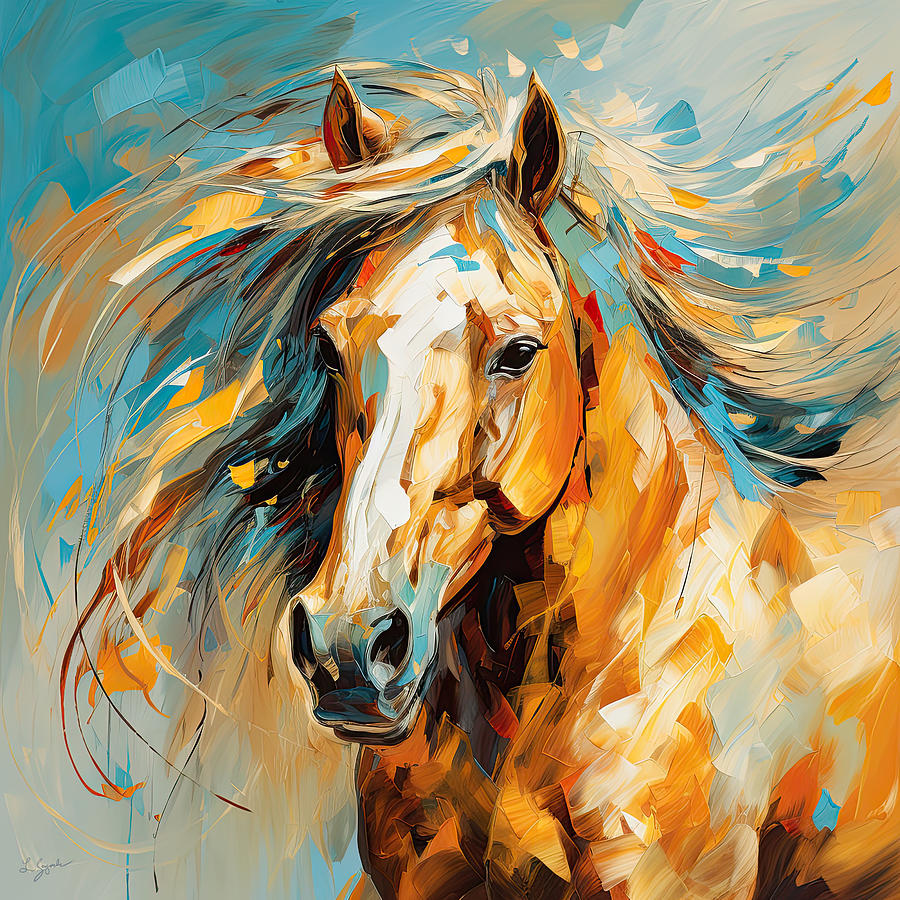 Horse Painting - Vibrant Horse Series by Lourry Legarde