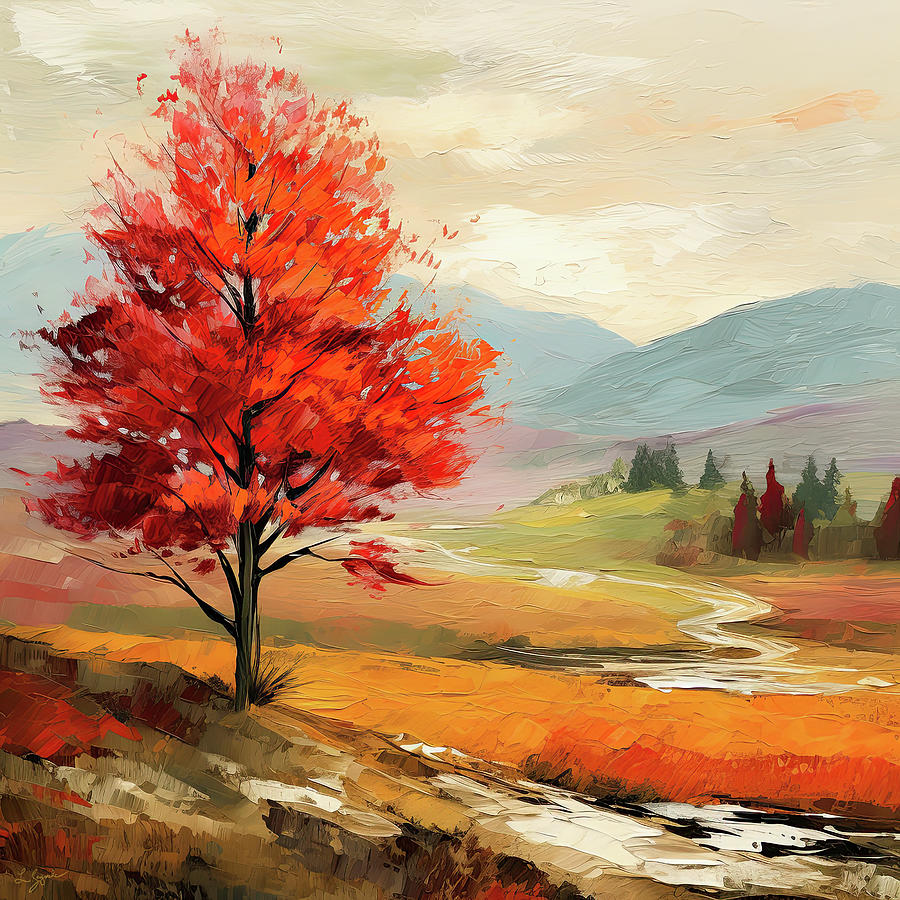 VIbrant Maple Tree Art Woods - Autumn Colors Art Painting by Lourry Legarde
