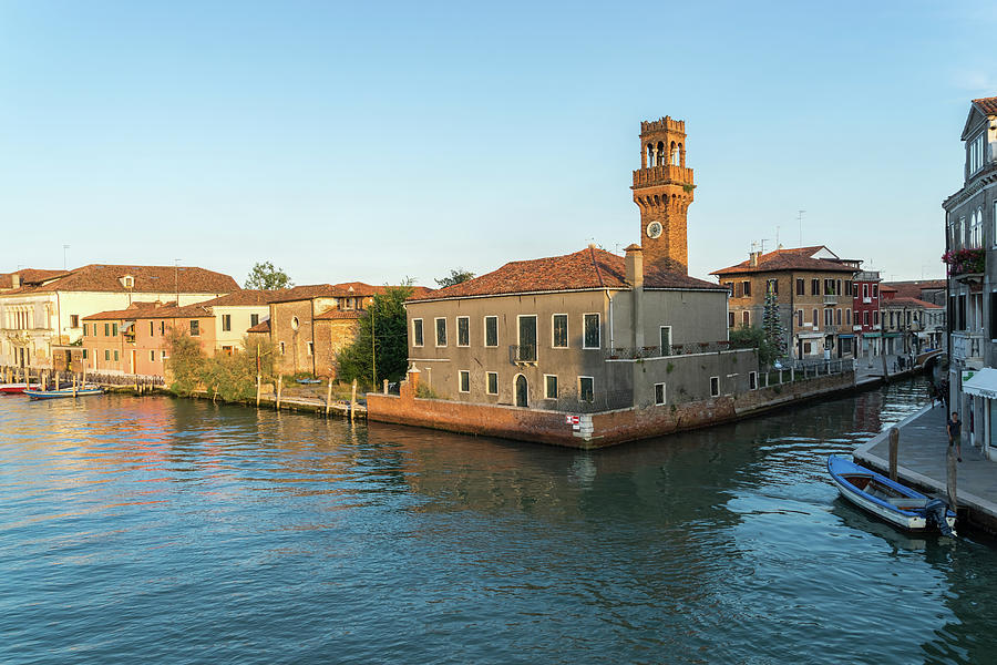 Vibrant Murano Island - Clock Tower Torre dellOrologio and Waterside Homes from Canal Grande di Mur Photograph by Georgia Mizuleva