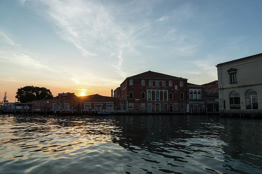 Vibrant Murano Island - Sailing By Seaside Glassmaking Factories At Sunset Photograph
