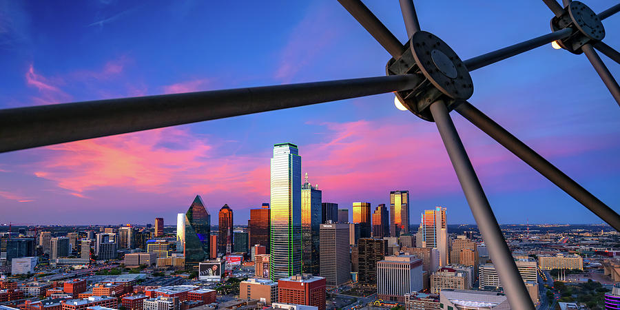 Vibrant Night Over Dallas Texas Panorama Photograph