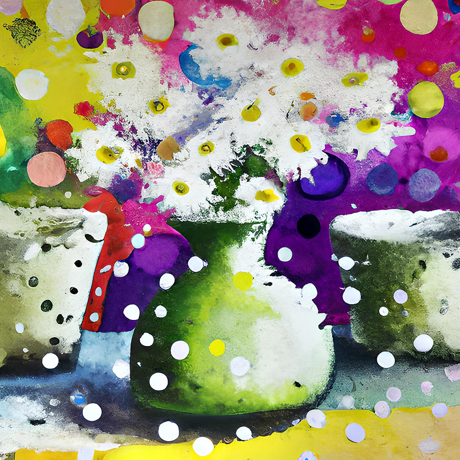 Vibrant Pastel Daisies Still Life Digital Art by Amalia Suruceanu