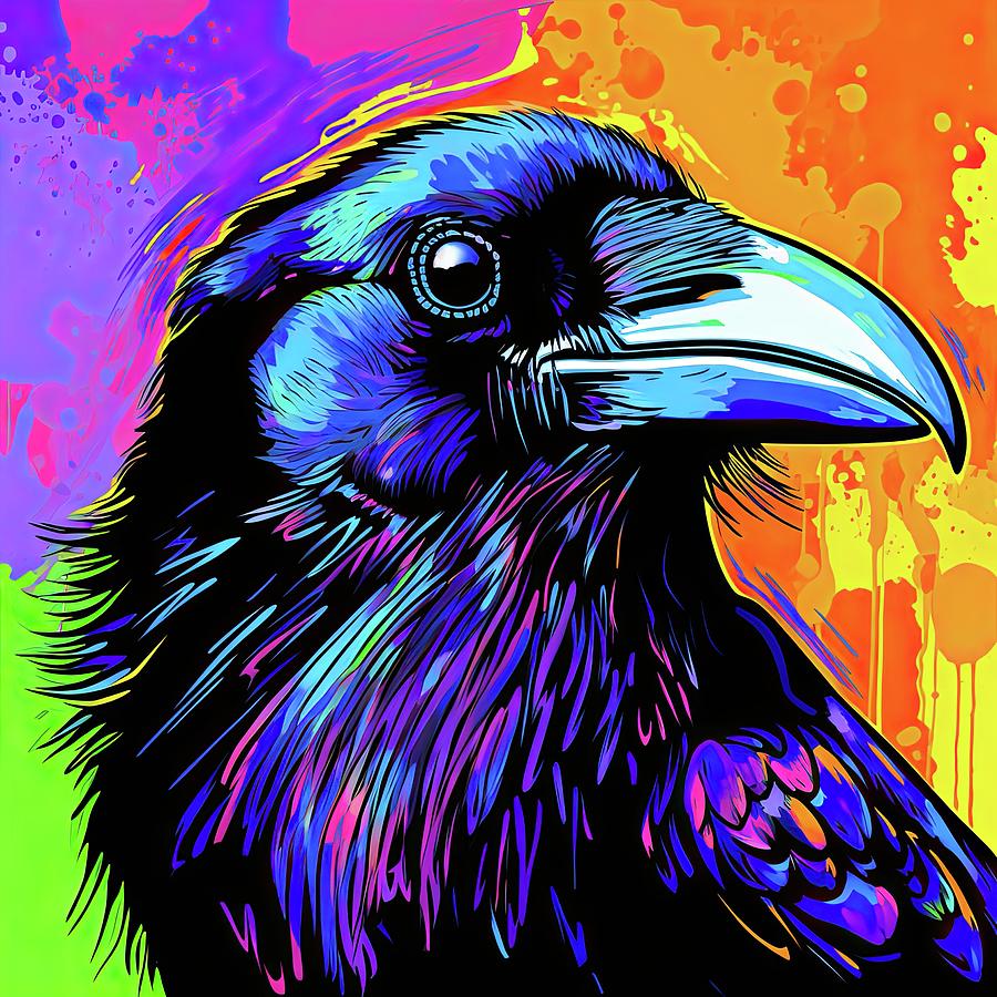 Vibrant Raven Digital Art by Spencer Hughes