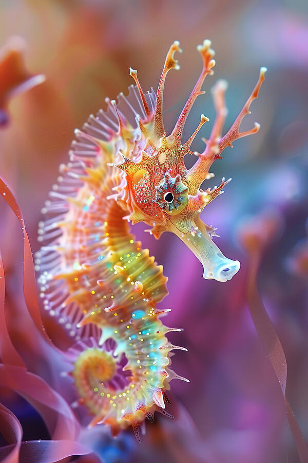 Vibrant Seahorse Digital Art by Athena Mckinzie