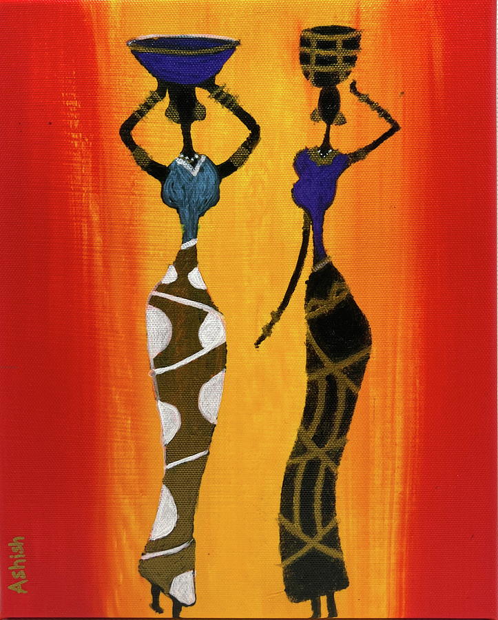 Vibrant sisters Painting by Ashish Mukherjee - Fine Art America