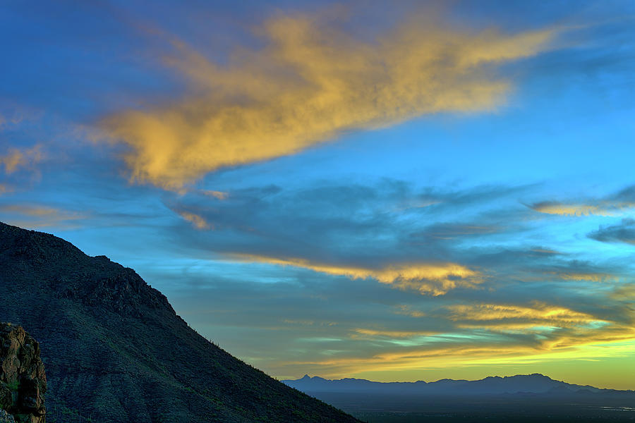 Vibrant Skies at Dusk - Gates Pass, Arizona Photograph by Chris Anson