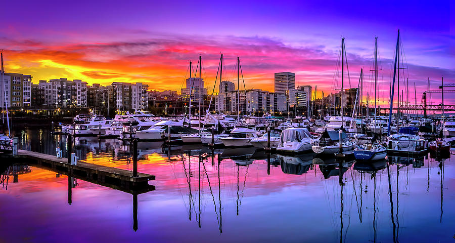 Vibrant Sunset Thea Foss Waterway Photograph by Rob Green