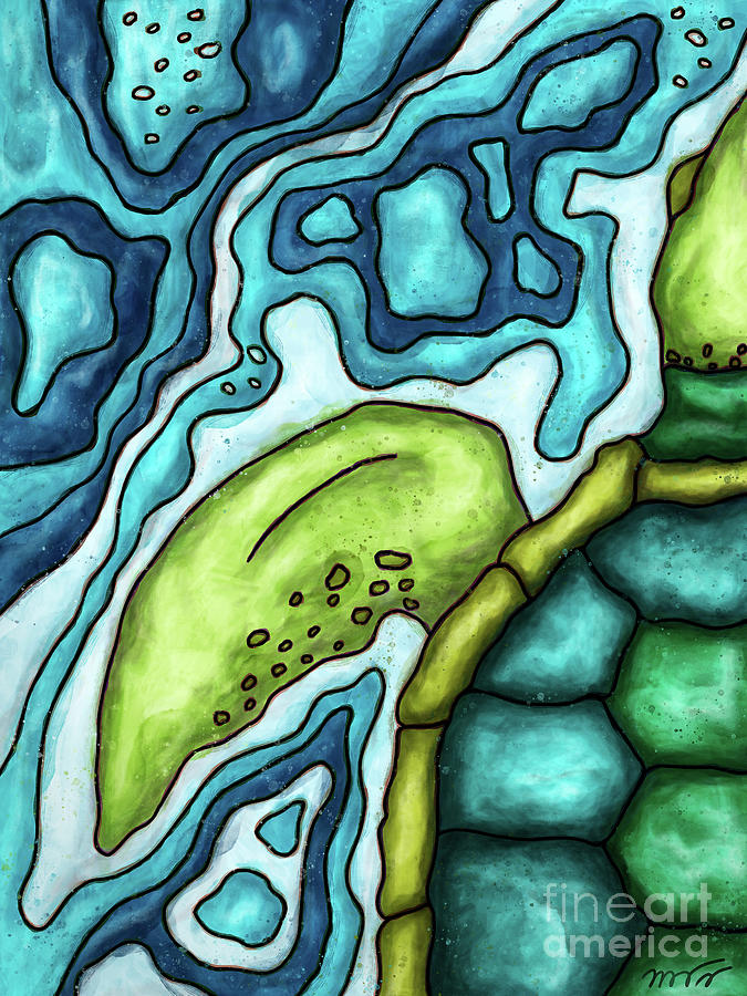Vibrant turtle painting, sea turtle Painting by Nadia CHEVREL