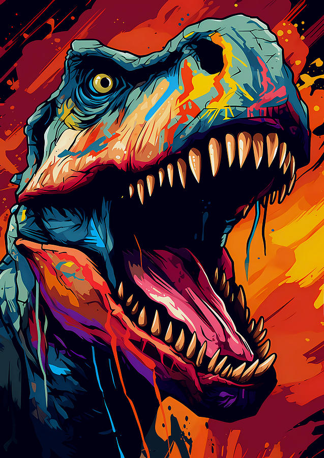 Vibrant Tyrannosaurus Rex T-Rex Digital Art by Julio Cesar - Fine Art ...