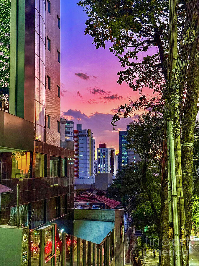 Vibrant Urban Sunset in Downtown Belo Horizonte Photograph by Leslie Brashear