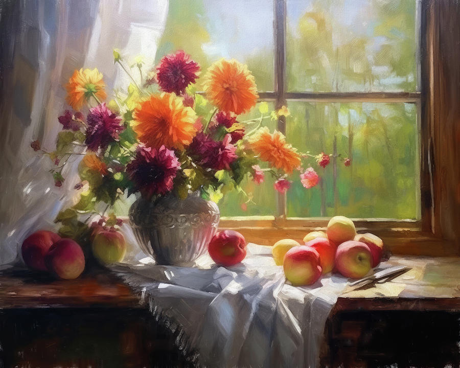 Vibrant Vase of Dahlias Still Life Digital Art by Deborah Lund - Fine ...