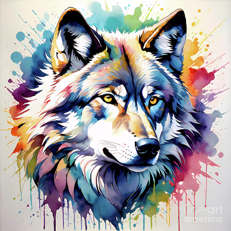 Vibrant Wolf Head Painting Painting by Ingo Klotz - Fine Art America