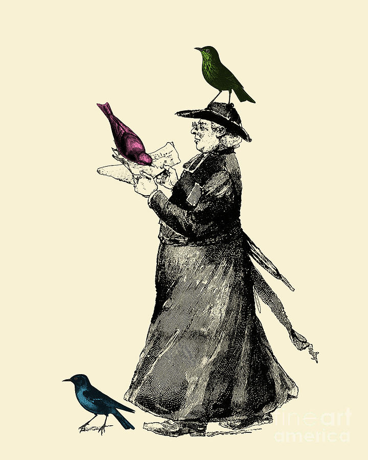 Bird Digital Art - Vicar with birds by Madame Memento