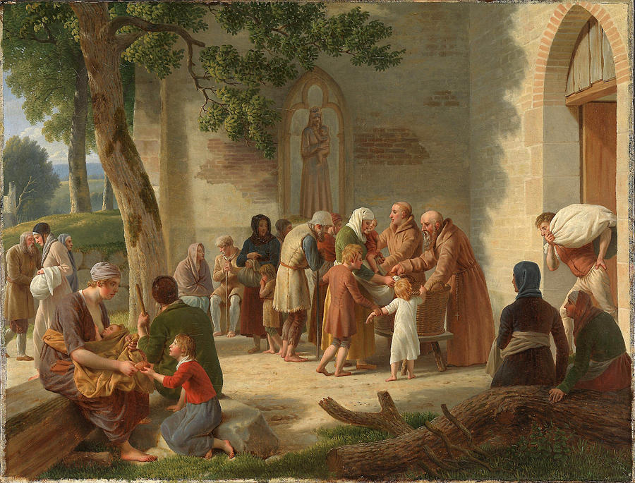 Vicelin distributing Bread among the Poor Painting by Christoffer Wilhelm Eckersberg
