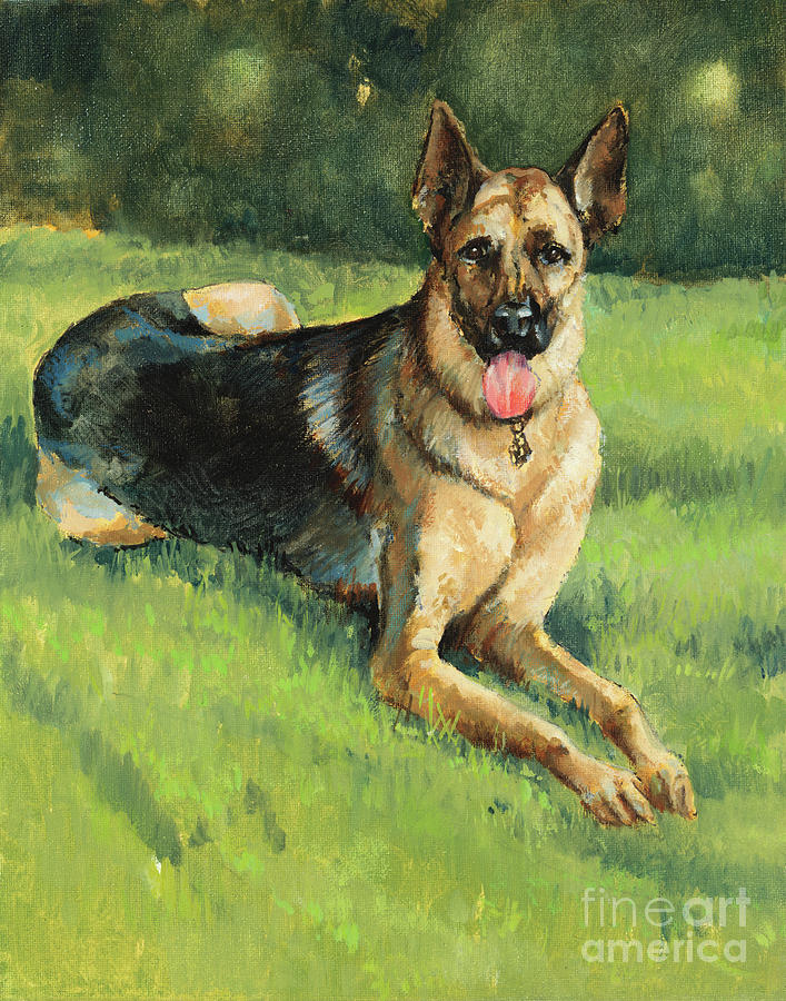 German Shepherd Painting - Vickys Dog Right by Don Langeneckert